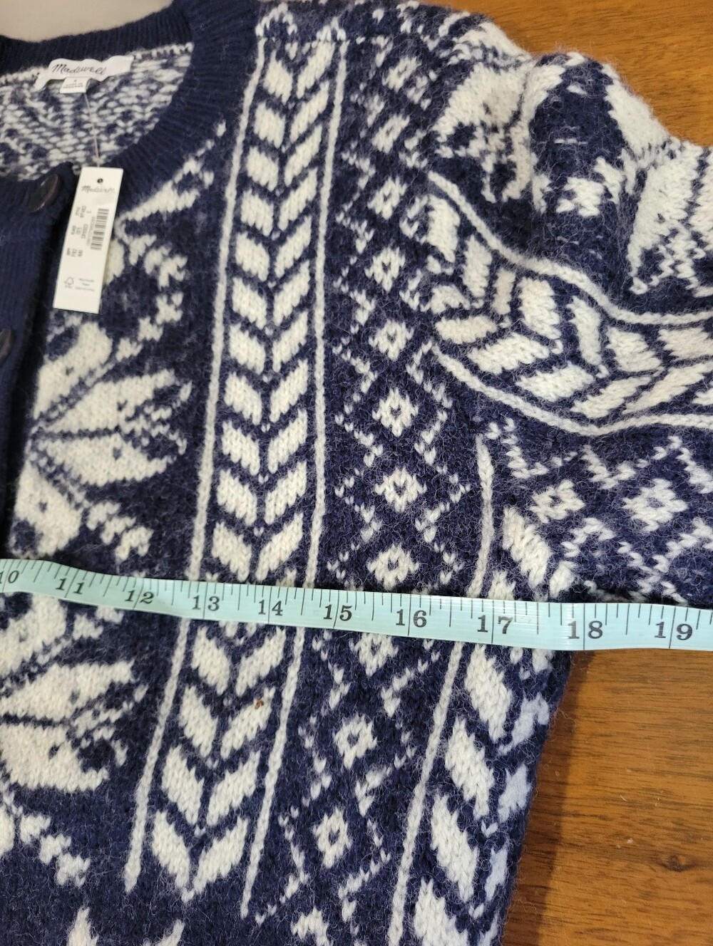 Madewell Fair Isle Cardigan Jacket in Wool NY484 Size S NWT - Picture 9 of 9